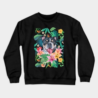 Tropical Black Tri Color English British Bulldog Crewneck Sweatshirt